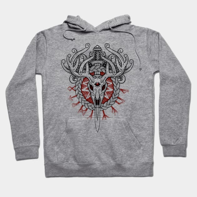 Deer viking skull Hoodie by BlackForge